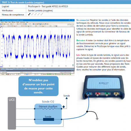 Test de sonde Lambda (sonde à Oxygène) avec le PicoScope. Test guidé AT022 & AT023